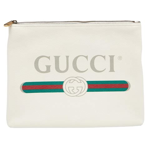 gucci white logo pouch